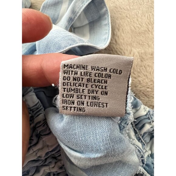 Tractr Blue & White Striped jumpsuit With Smocked Bodice & Adjustable Straps - Picture 7 of 8